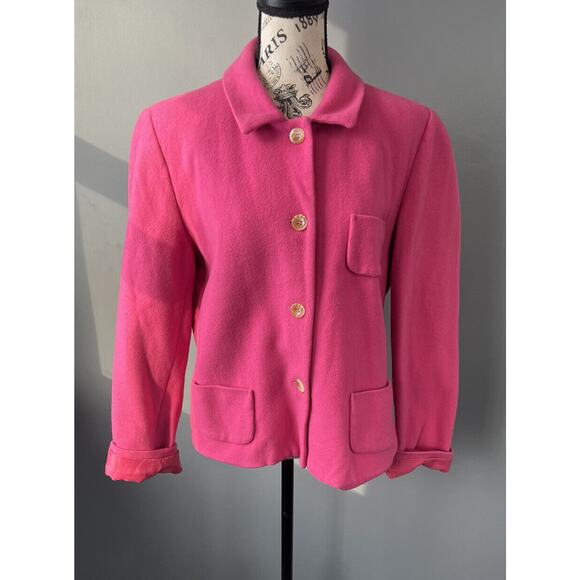 Vintage Jackets & Blazers - Vintage Chadwick's Pink cashmere wool blend button up blazer W/ Pockets